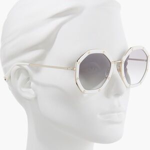 Vintage Rare Valentino Garavani White and Gold Sunglasses